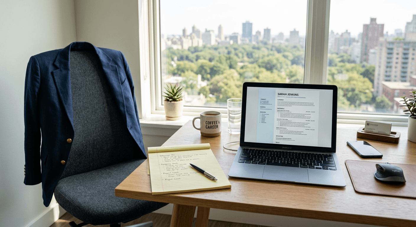 A young adult preparing for a career interview